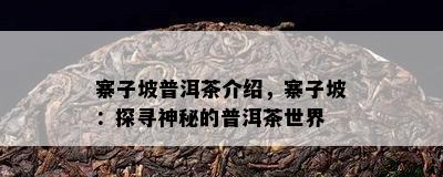 寨子坡普洱茶介绍，寨子坡：探寻神秘的普洱茶世界