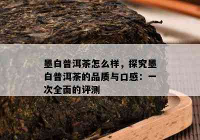 墨白普洱茶怎么样，探究墨白普洱茶的品质与口感：一次全面的评测