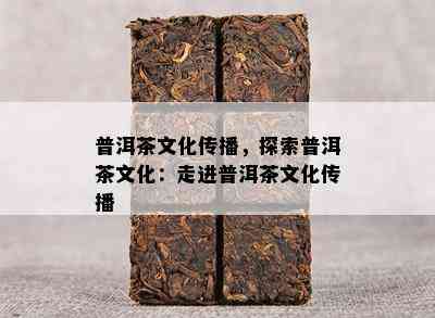 普洱茶文化传播，探索普洱茶文化：走进普洱茶文化传播