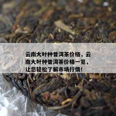 云南大叶种普洱茶价格，云南大叶种普洱茶价格一览，让您轻松了解市场行情！