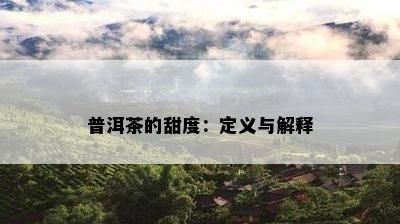 普洱茶的甜度：定义与解释