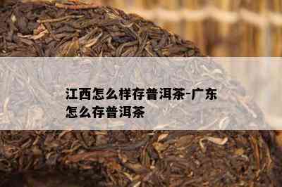 江西怎么样存普洱茶-广东怎么存普洱茶