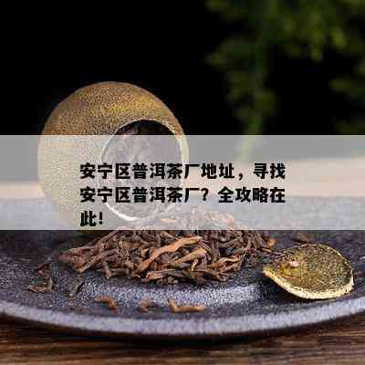 安宁区普洱茶厂地址，寻找安宁区普洱茶厂？全攻略在此！