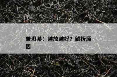 普洱茶：越放越好？解析起因