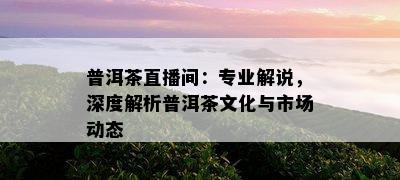 普洱茶直播间：专业解说，深度解析普洱茶文化与市场动态