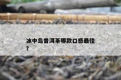 冰中岛普洱茶哪款口感更佳？