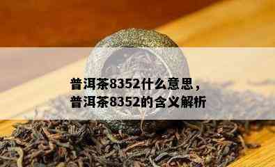 普洱茶8352什么意思，普洱茶8352的含义解析