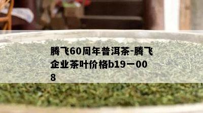 腾飞60周年普洱茶-腾飞企业茶叶价格b19一008