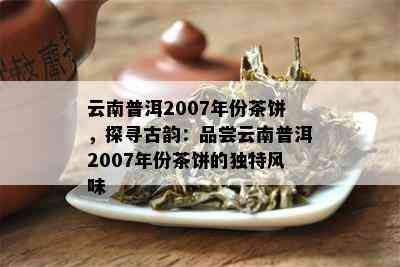 云南普洱2007年份茶饼，探寻古韵：品尝云南普洱2007年份茶饼的特别风味