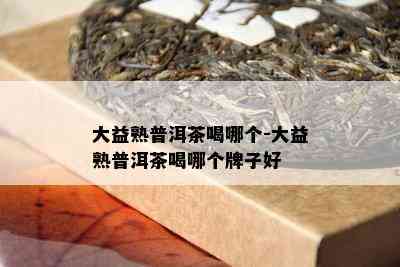 大益熟普洱茶喝哪个-大益熟普洱茶喝哪个牌子好