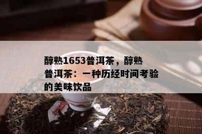 醇熟1653普洱茶，醇熟普洱茶：一种历经时间考验的美味饮品