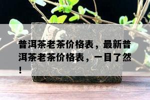 普洱茶老茶价格表，最新普洱茶老茶价格表，一目了然！