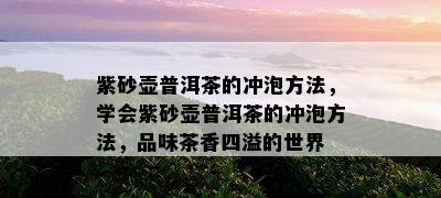 紫砂壶普洱茶的冲泡方法，学会紫砂壶普洱茶的冲泡方法，品味茶香四溢的世界