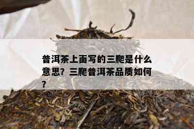 普洱茶上面写的三爬是什么意思？三爬普洱茶品质如何？