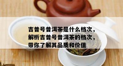 吉普号普洱茶是什么档次，解析吉普号普洱茶的档次，带你熟悉其品质和价值