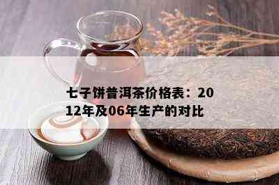 七子饼普洱茶价格表：2012年及06年生产的对比