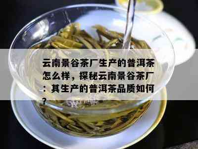 云南景谷茶厂生产的普洱茶怎么样，探秘云南景谷茶厂：其生产的普洱茶品质怎样？