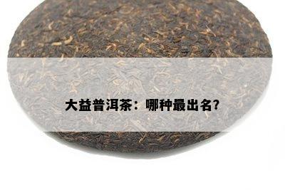 大益普洱茶：哪种最出名？