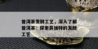 普洱茶发酵工艺，深入熟悉普洱茶：探索其特别的发酵工艺