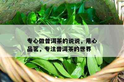 专心做普洱茶的说说，用心品茗，专注普洱茶的世界