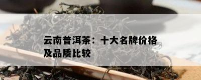 云南普洱茶：十大名牌价格及品质比较