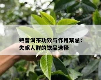 熟普洱茶功效与作用禁忌：失眠人群的饮品选择