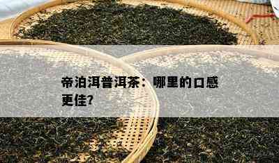 帝泊洱普洱茶：哪里的口感更佳？