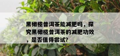 黑橄榄普洱茶能减肥吗，探究黑橄榄普洱茶的减肥功效，是不是值得尝试？