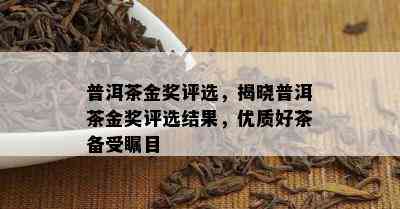 普洱茶金奖评选，揭晓普洱茶金奖评选结果，优质好茶备受瞩目