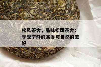 松风茶舍，品味松风茶舍：享受宁静的茶香与自然的美好