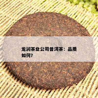 龙润茶业公司普洱茶：品质怎样？