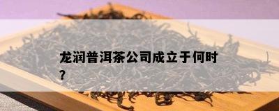 龙润普洱茶公司成立于何时？