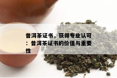 普洱茶证书，获得专业认可：普洱茶证书的价值与重要性