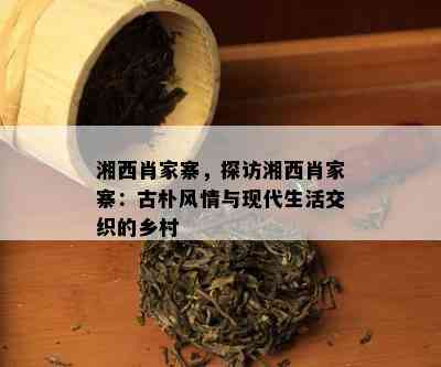 湘西肖家寨，探访湘西肖家寨：古朴风情与现代生活交织的乡村