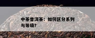 中茶普洱茶：怎样区分系列与等级？