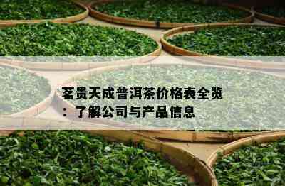 茗贵天成普洱茶价格表全览：了解公司与产品信息