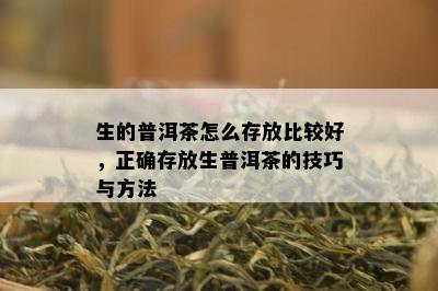 生的普洱茶怎么存放比较好，正确存放生普洱茶的技巧与方法