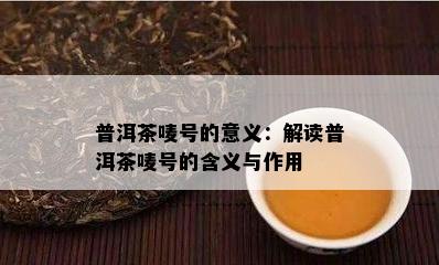 普洱茶唛号的意义：解读普洱茶唛号的含义与作用