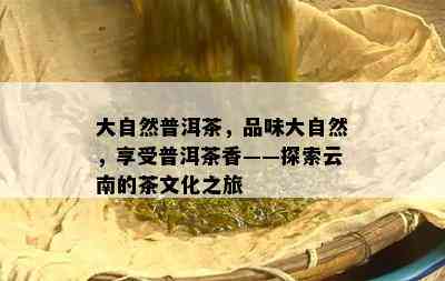 大自然普洱茶，品味大自然，享受普洱茶香——探索云南的茶文化之旅