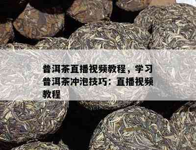 普洱茶直播视频教程，学习普洱茶冲泡技巧：直播视频教程