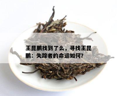 王昆鹏找到了么，寻找王昆鹏：失踪者的命运如何？