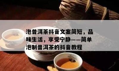 泡普洱茶抖音文案简短，品味生活，享受宁静——简单泡制普洱茶的抖音教程