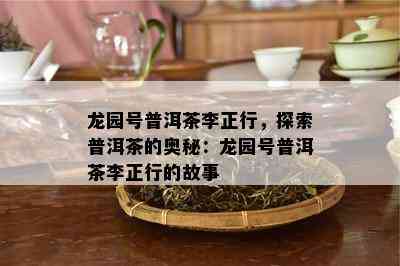 龙园号普洱茶李正行，探索普洱茶的奥秘：龙园号普洱茶李正行的故事