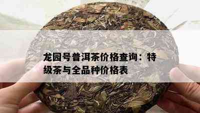 龙园号普洱茶价格查询：特级茶与全品种价格表