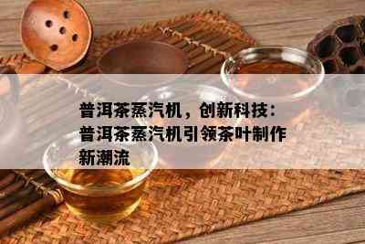 普洱茶蒸汽机，创新科技：普洱茶蒸汽机引领茶叶制作新潮流