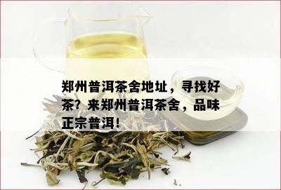 郑州普洱茶舍地址，寻找好茶？来郑州普洱茶舍，品味正宗普洱！