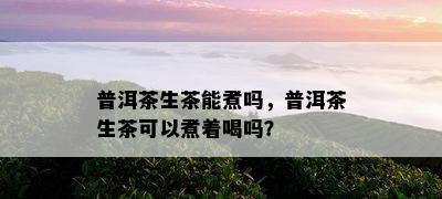 普洱茶生茶能煮吗，普洱茶生茶可以煮着喝吗？