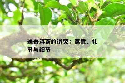 送普洱茶的讲究：寓意、礼节与细节