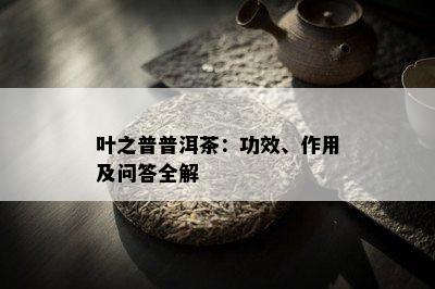 叶之普普洱茶：功效、作用及问答全解