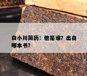 白小川简历：他是谁？出自哪本书？